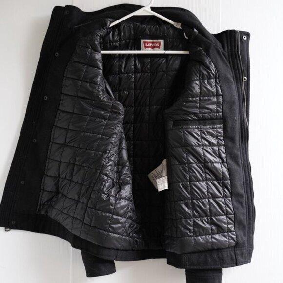 Levi's Black Felt Jacket Fall and Winter Trucker Coat | Men's Small - Picture 7 of 8